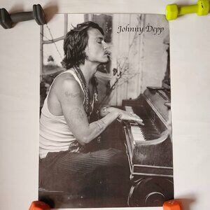VINTAGE Johnny Depp at the Piano Poster Wall Poster Johnny Depp Tattoo
